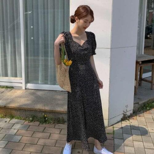 Women Dress plus size Korean Fashion New Clothes Vintage Square Collar Lace Up Vestidos Slim Fit Print Lantern Sleeve Dresses