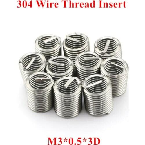 100pcs M3*0.5*3D Wire Thread Insert 304 Stainless steel M3 Screw Bushing, m3*3D Wire Screw Sleeve Thread Repair Insert