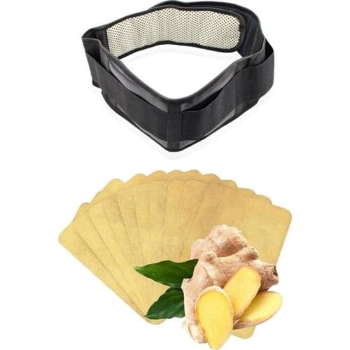 1x Adjustable Tourmaline Self Heating netic Waist Belt XL & 50Pcs Herbal Ginger Patch, Joint Paindth 26cm/10.23 inch
