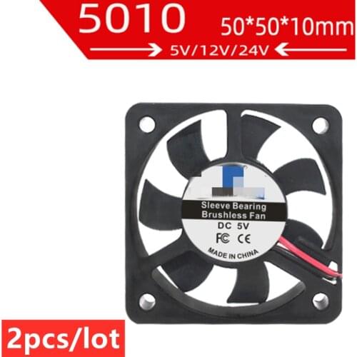 2pcs/lot DC5010 cooling fan 5V12V24V 3D printer charger USB mobile phone cooling