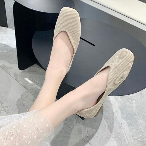 2020 Spring Women Slip on Flat Loafers Square Toe Shallow Ballet Flats Shoes Casual Flat Shoes Ballerina Flats Zapa U19-90