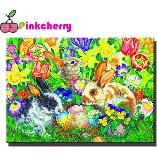 5d Diamond Painting Rabbits Easter Egg Animal Diamond Embroidery Cross Stitch Rhinestones Full Mosaic Diamond Home Decor k1324