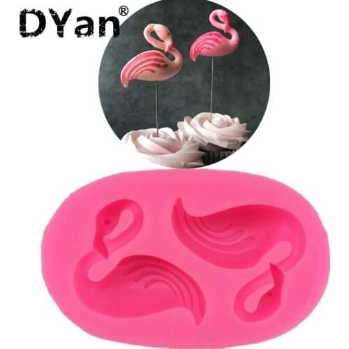 Free Shipping 1PCS 3D Flamingo Shape Silicone Mold Candy Clay Molds Cookie Cupcake Chocolate Baking Fondant Cake Tools A1462