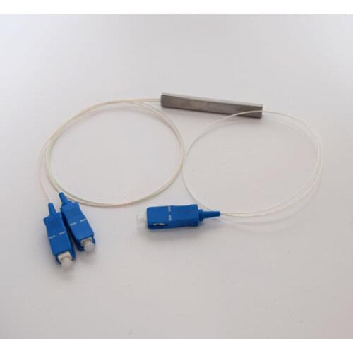 10pcs/lot 1x2 1x4 1x8 1x16 1x32 SC UPC SM 0.9mm plc splitter steel tube cable 2 way 4way 8 way 16 way optical PLC splitter