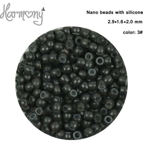Free shipping!! (7000pcs 2.9*1.6*2.0 3# dark brown) silicone nano rings, nano rings beads with silicone lined