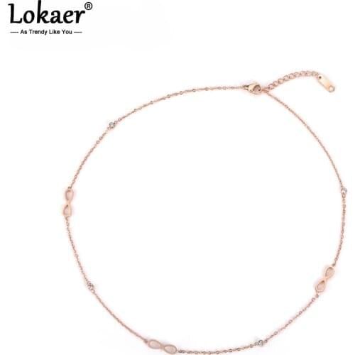 Lokaer AAA Cubic Zirconia Chain & Link Necklace For Women Stainless Steel Infinity Love Wedding Female Necklace Jewelry N18041