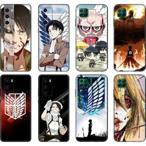 Black tpu Case For Huawei P30 Lite P30 Pro P40 Case For Huawei P40 LITE E P Smart 2020 Case Cover Anime Attack On Titan
