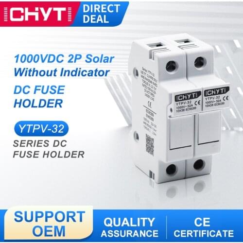 2P Parallel DC Fuse Holder 10*38mm High Voltage Solar PV 1000V ICHYTI YTPV-32 Current Protect
