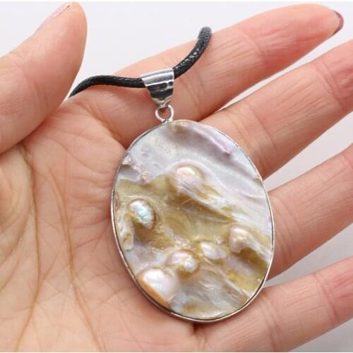 Elliptical Freshwater Shell Pendant Mother of Pearl Oyster Shells Charms Necklace for Women Jewelry Beach Gifts Female Necklace