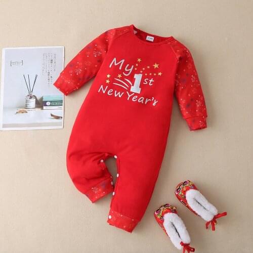 Ins Red Cotton Baby Girl Rompers 2021 Spring Baby Birthday Jumpsuit For Boys 3-18m Newborn Fashion Clothes Long Sleeve Infants