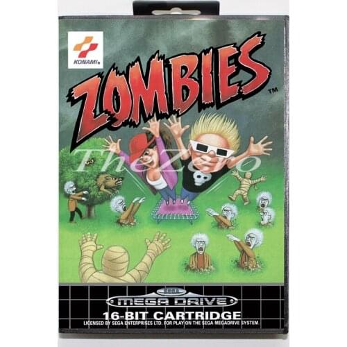 Zombies with Box for 16 bit MD Video Game Card for Sega Mega Drive/Genesis