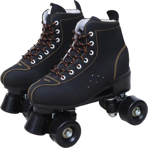 Artificial Leather Black Blue Green Roller Skates Shoes Woman Man 4-Wheels Flash Pantines Ourdoor Sports Sneaker Size 37-45