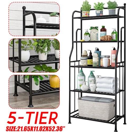 Nordic Style 5 Tiers Carbon steel Kitchen Organizer Multi-use Bathroom Bedroom Rack Standing Book Shelf Home Decor