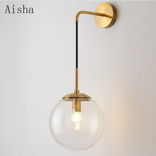 Loft Glass Ball Wall Lamps Retro Antique Wall Lights for Bedroom Bedside Living Room Corridor Stairs Nordic Indoor Lighting