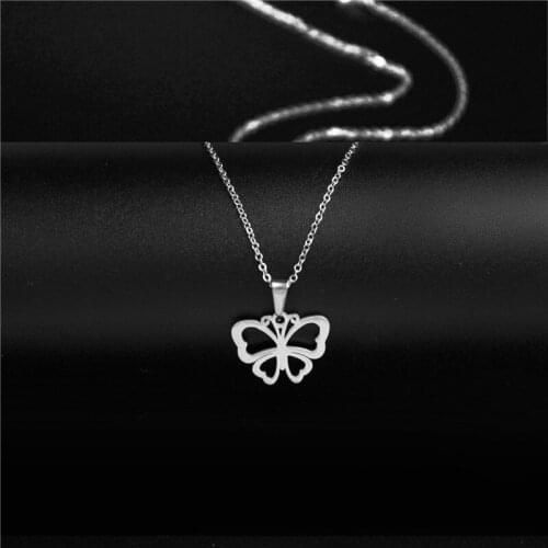 Stainless Steel Minimalist Jewelry Cartoon Butterfly Pendant Necklace INS Hot Choker Jewelry Gift