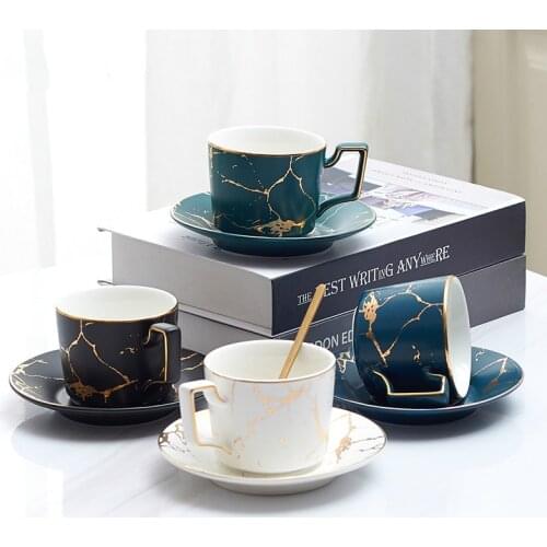 Marble Ceramic Coffee Cup Saucer Set 200ml Nordic Opaque Porcelain Tea Cup Tea Set Premium Coffee Cup