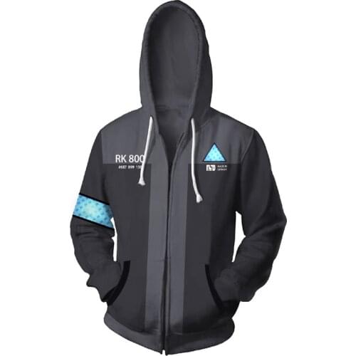 Game Detroit: Become Human Hoodie Mens Casual Hoodies Sweatshirt RK800 Kara AX400 3D Printing Hooded Zipper Coat Tops