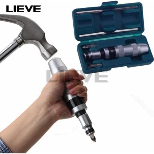 7pcs Multi-purpose Heavy Duty Shock screw Driver Chisel Bits Tools Socket Kit Impact Screwdriver Set With Case Flat