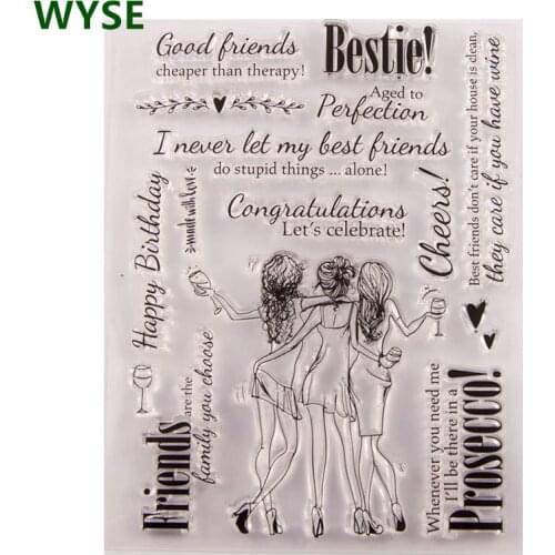 WYSE Friends Sock Girls Clear Silicone Stamps Flower Transparent Stamp Seal for DIY Scrapbooking Card Making Craft Supplies