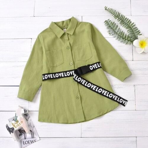 New Toddler Girl Clothes Girls Long Sleeve Casual Party Shirt Dress For Kids With Sashes Children Spring Formal Dress