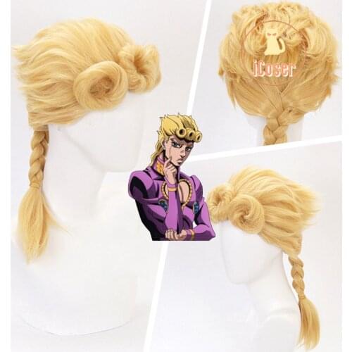 Giorno Giovanna Wig JoJo Bizarre Adventure Cosplay Golden Braided Oversized Curls Wig Halloween Party Role Play Wig + Wig Cap