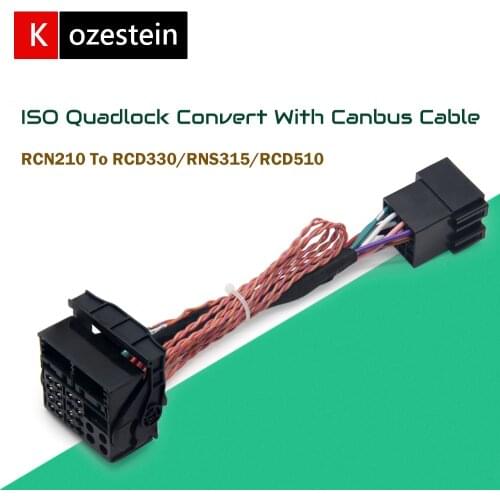 RCN210 to RCD330 Plus RCD510 310 315 Quadlock Adapter with canbus cable for VW Jetta Polo Golf Passat MK5 MK6 B6 B7 Eos Bettle