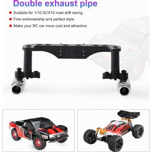 Plastic Simulation Double Output Exhaust Pipe & License Bracket for 1/10 SCX10 RC Racing Drift Car Toy Accessories Silver
