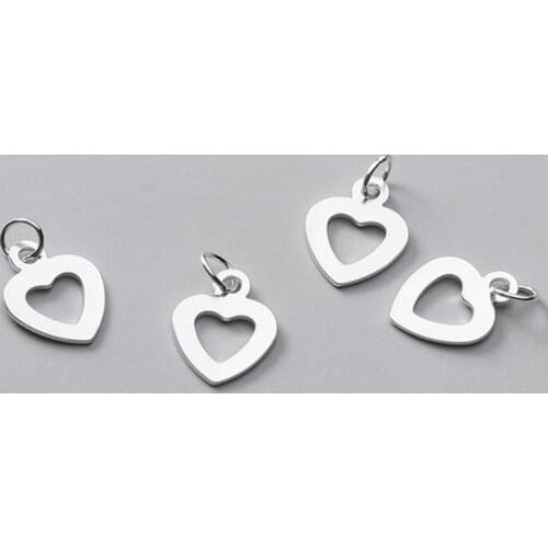 2pcs 925 Sterling Silver Sweet Heart Dangler Charms Entire S925 Silver Fancy Women Necklace Hearts Pendants DIY Jewelry Findings
