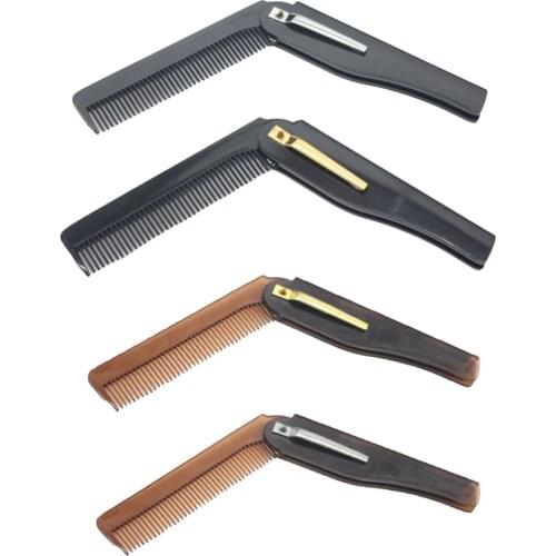 Portable Folding knife type horn hair combs travel commercial plastic small comb for special knife comb hair head Moustache