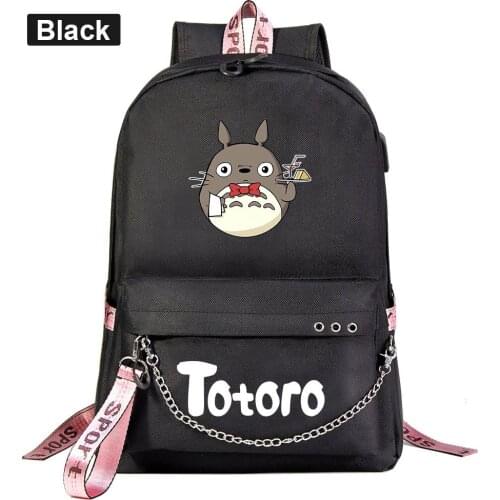 Anime My Neighbor Totoro Backpack Women Men With USB Charging Chain Bundle Backpack Daily Travel Bags Book Bags Mochila