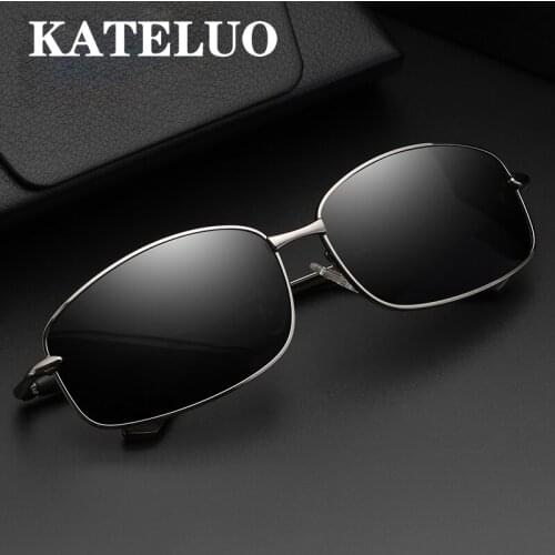 KATELUO 2020 Vintage Designer Mens Sunglasses Polarized UV400 Lens Men Sun Glasses Rectangle Glasses for Driving 2245