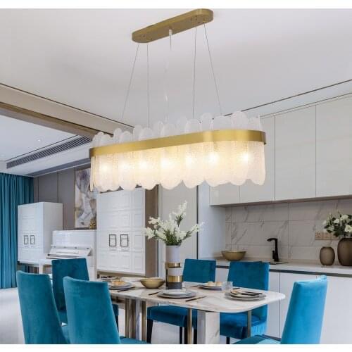 Modern chandelier lighting for dining room oval glass light fixtures luxury kitchen island LED hang lamps with led