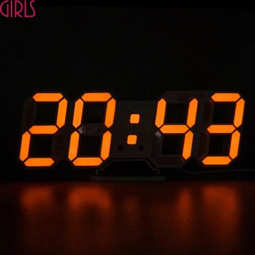 LED 3D Wall Clock Modern Digital Alarm Clocks Home Decor Modern Table Desk Night Wall Watch For Home Living Room Decoration