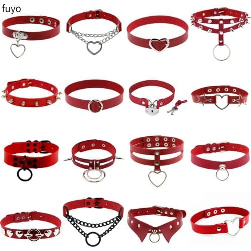Goth PU Leather Choker Necklace Women Chain Necklace Punk Pendant Jewelry Collier Party Grunge Accessories Gift Gothic Jewelry