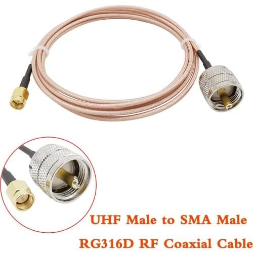 1-20M UHF SO239 PL259 Male to SMA Male RG316D RF Coaxial Cable Connector PL-259-M-SMA-M Radio Handheld Double Shield Coax Cable