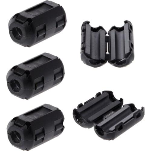 5 Pcs 5mm Clip-On Ferrite Ring Core Noise Suppressor EMI RFI Clip Cable