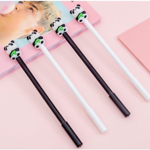 8Pcs Cute National Panda Bamboo Gel Pens Black Ink Oen Student Creative Stationery Kawaii School Supplies Wholesale