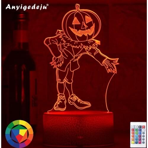 ANYIGEDEJU Pumpkin LED Lamp Creative 3D LED Night Lights Novelty Illusion Night Lamp 3D Illusion Table Lamp For Home Decorative