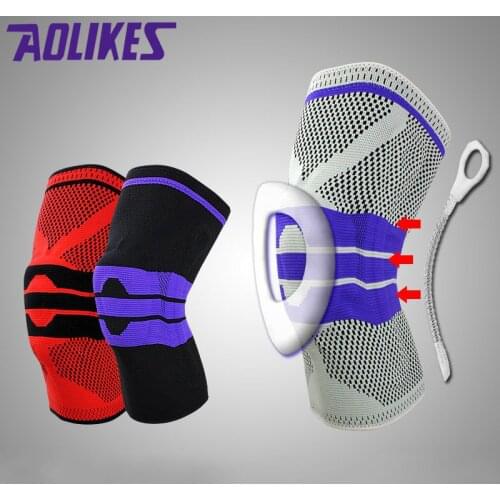 AOLIKES 1 Pcs Cycling Knee Pad Basketball Patella shock absorption Knee Protector Springs Support Both side knie brace