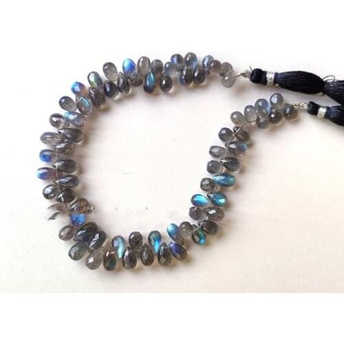 AAA LOOSE BEADS Labradorite drop faceted 6-9mm wholesale for DIY jewelry necklace 22cm