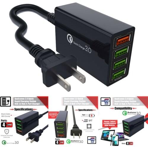 QC3.0 Fast Charger 18W Charging Adapter 4 USB Multi Ports 5 V / 3 .1A For Iphone Huawei Samsung Xiaomi