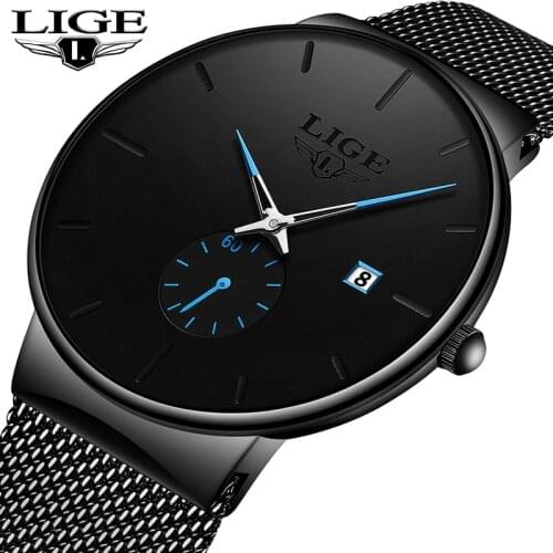 LIGE Men Watch Reloj Hombre 2021 Mens Watches Top Brand Luxury Quartz Watch Big Dial Sport Waterproof Relogio Masculino Saat+Box