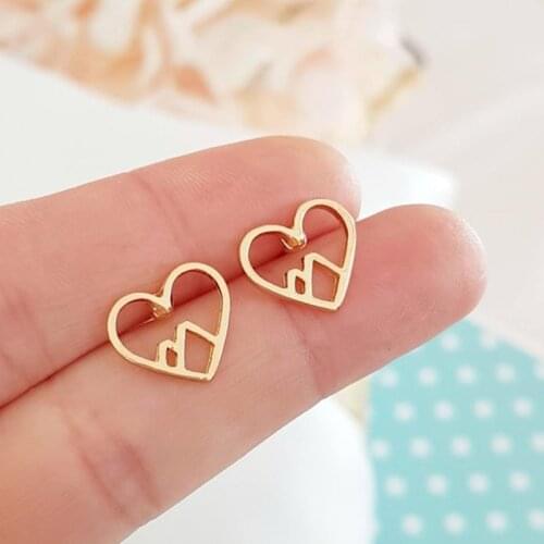 Silver Color Charm Bracelet Femme Dainty Mountain Necklace Women Travel Jewelry Stainless Steel Lovely Heart Shape Earrings