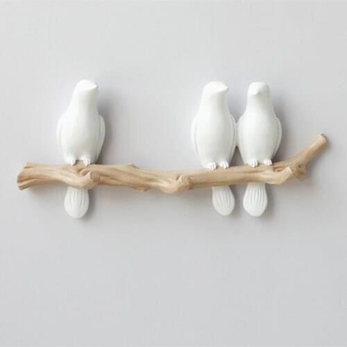 Decorative Triple Modern Wall Hanger Bird on Branch Decor Hanger
