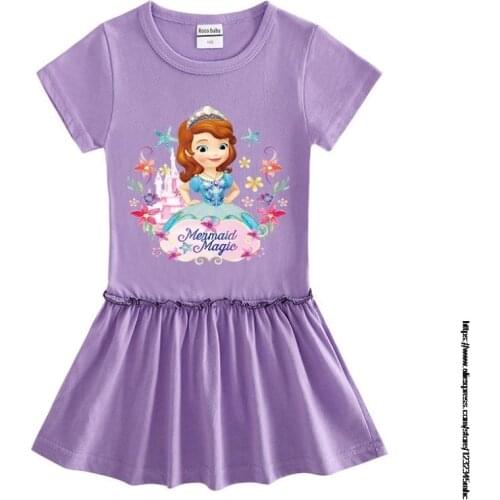 Disney Girls Kids Short Sleeve T Shirt Gauze Dress Baby Children Colorful Mesh Patchwork Sofia Princess Dresses Clothes