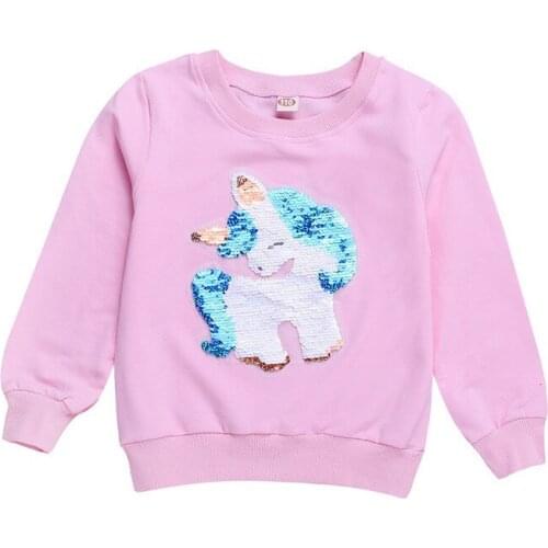 Girls cute cat Sequins Pink Sweatshirt for Girls Kids autumn Childrens Cotton Hoodies Kids Clothes 5-10T