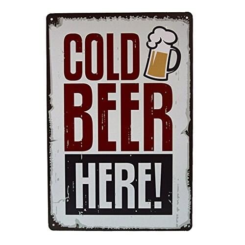 DL-Cold Beer here Painting Tin Sign Bar Pub Garage Home Wall Decor Retro Metal Art Poster