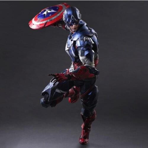 Play Arts Marvel Captain America Steve Rogers Action Figure Model Toy Gk Pvc Model Toy Collections Carry Katana Anime Game Doll