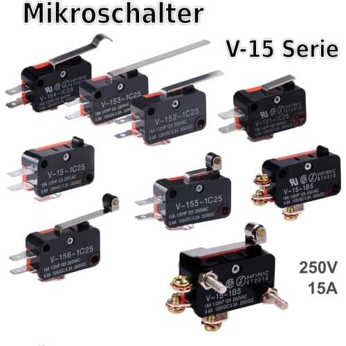 V-151-1C25/V-152-1C25/V-153-1C25/V-154-1C25/V-155-1C25/V-156-1C25/V-15-1C25/V-15-1B5 Momentary Micro Limit Switch