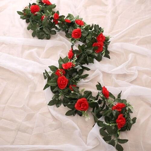 Artificial Flower Vine Rose 11 Flowers Natural Garland for Wedding Garden Decor JAN88